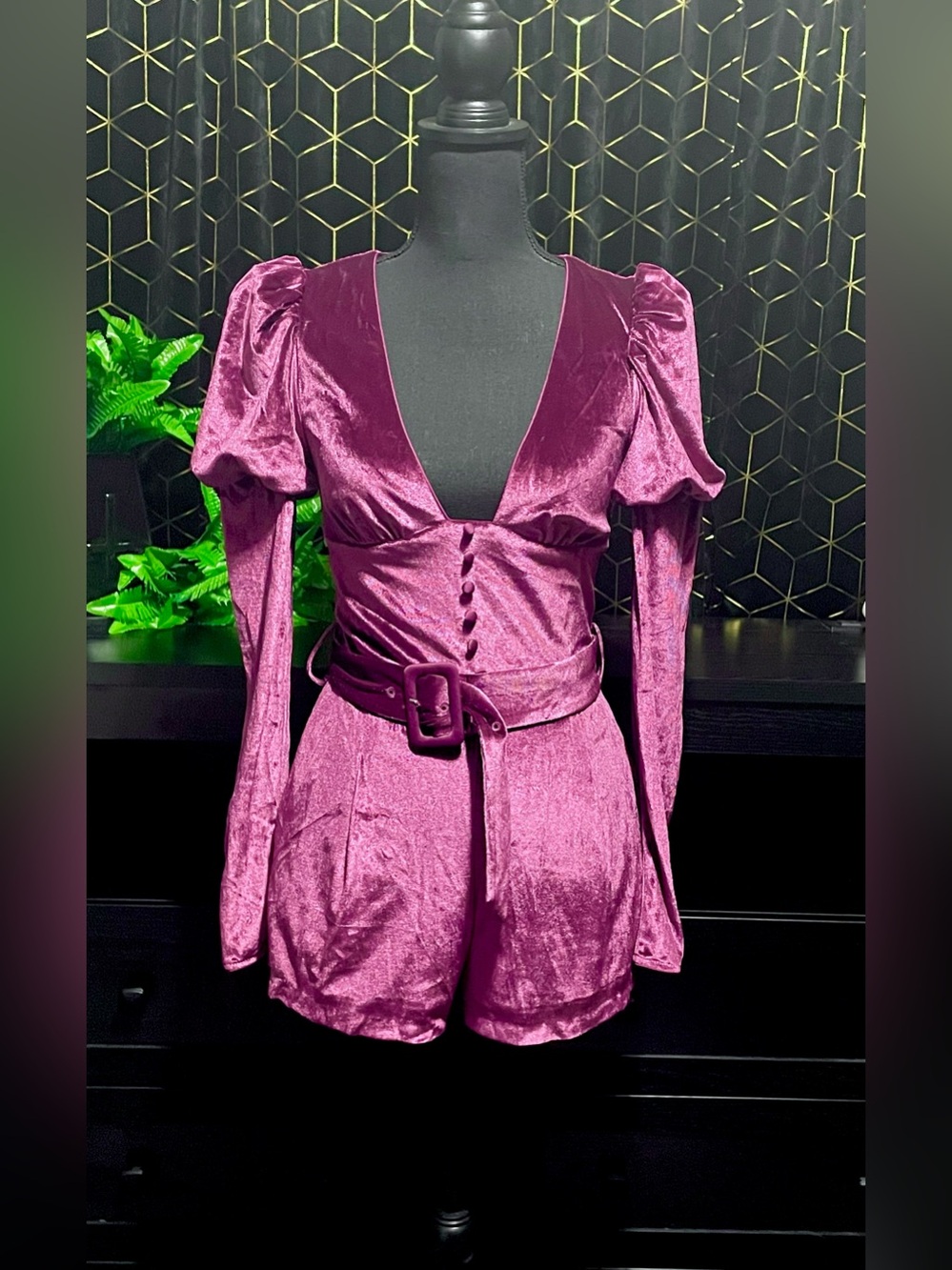 Sugar Thrillz / Dolls Kill Chic Manners Velvet Romper- Pink